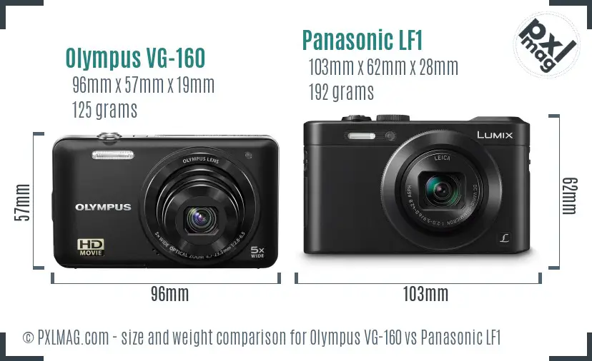 Olympus VG-160 vs Panasonic LF1 size comparison