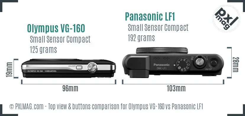 Olympus VG-160 vs Panasonic LF1 top view buttons comparison