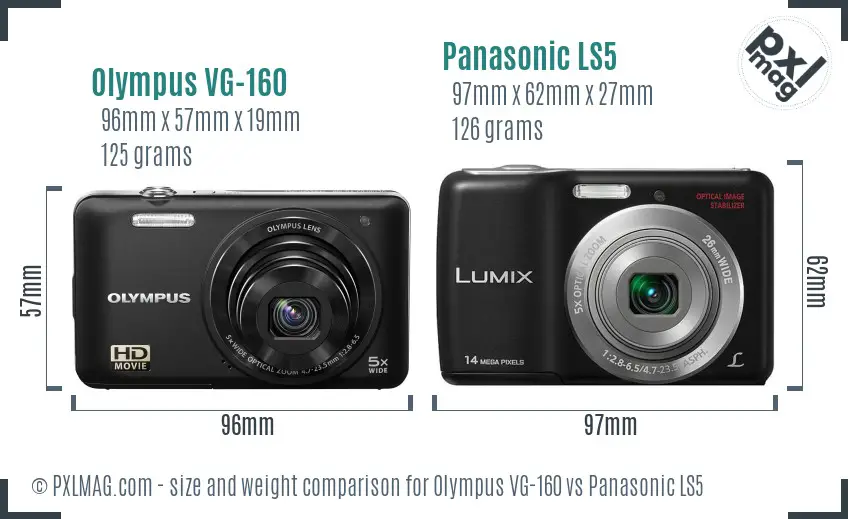 Olympus VG-160 vs Panasonic LS5 size comparison