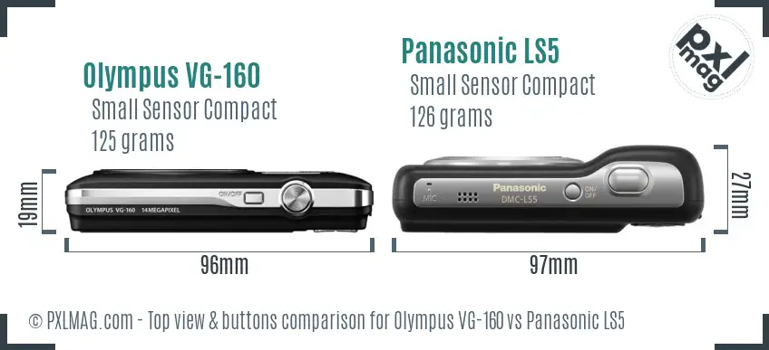 Olympus VG-160 vs Panasonic LS5 top view buttons comparison