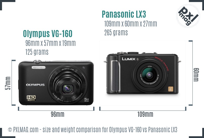 Olympus VG-160 vs Panasonic LX3 size comparison