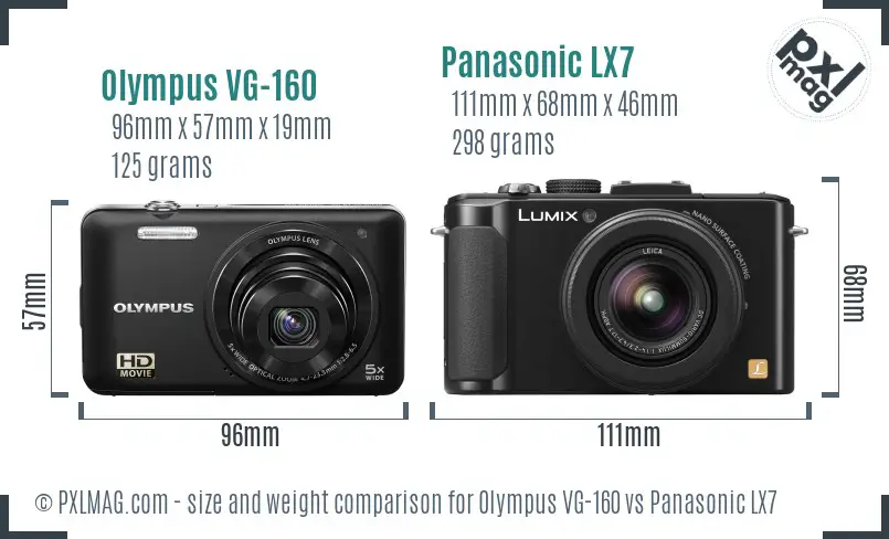 Olympus VG-160 vs Panasonic LX7 size comparison