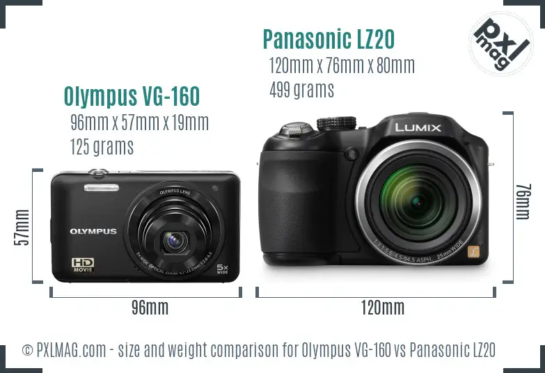 Olympus VG-160 vs Panasonic LZ20 size comparison Olympus VG-160 vs Panasonic LZ20 size comparison