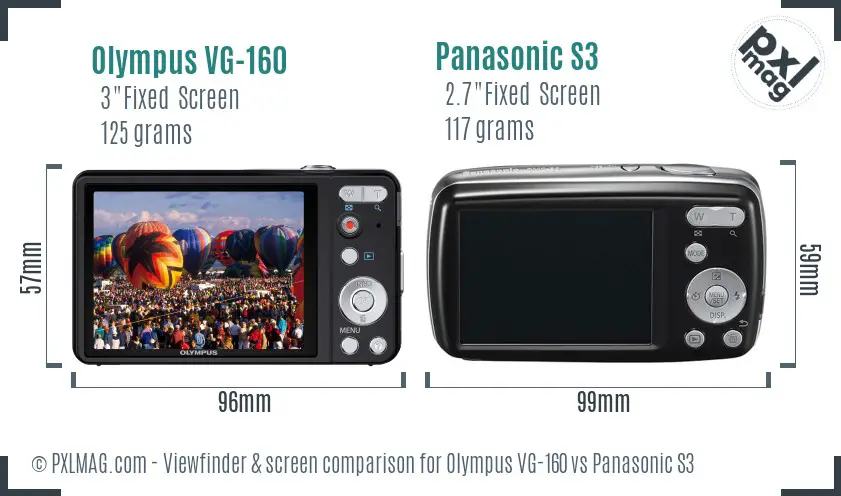 Olympus VG-160 vs Panasonic S3 Screen and Viewfinder comparison