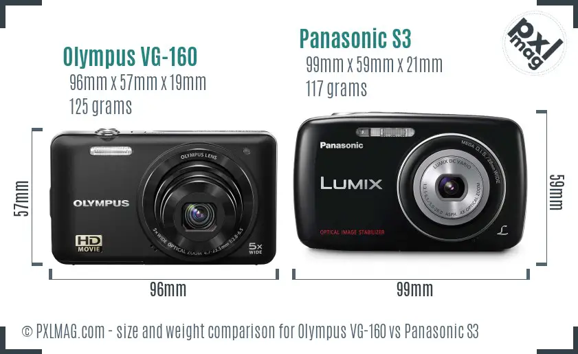 Olympus VG-160 vs Panasonic S3 size comparison