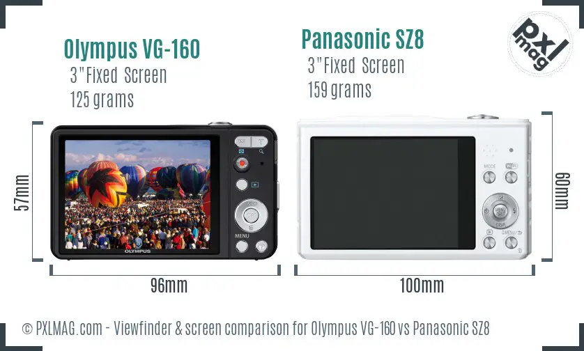 Olympus VG-160 vs Panasonic SZ8 Screen and Viewfinder comparison Olympus VG-160 vs Panasonic SZ8 Screen and Viewfinder comparison