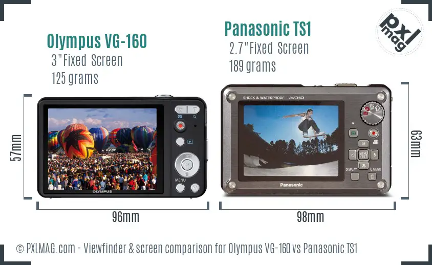 Olympus VG-160 vs Panasonic TS1 Screen and Viewfinder comparison