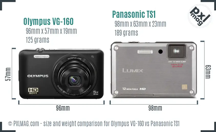 Olympus VG-160 vs Panasonic TS1 size comparison