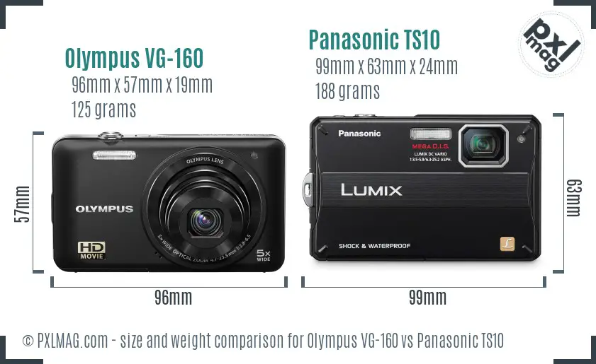 Olympus VG-160 vs Panasonic TS10 size comparison
