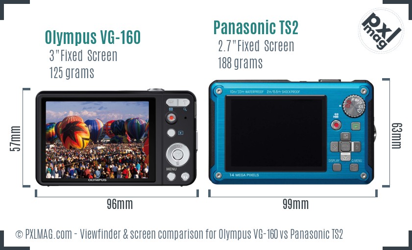 Olympus VG-160 vs Panasonic TS2 Screen and Viewfinder comparison