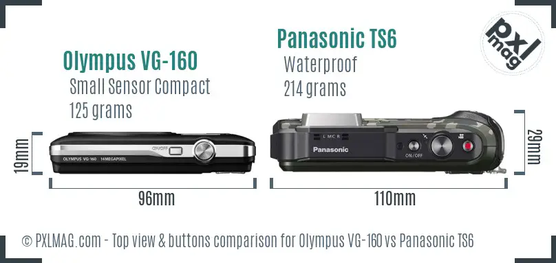 Olympus VG-160 vs Panasonic TS6 top view buttons comparison