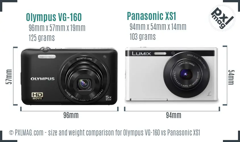 Olympus VG-160 vs Panasonic XS1 size comparison