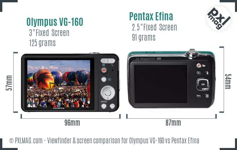 Olympus VG-160 vs Pentax Efina Screen and Viewfinder comparison