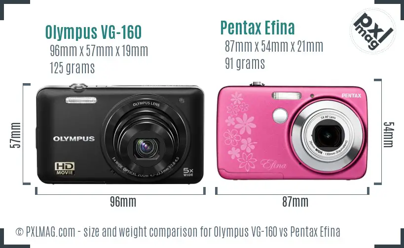 Olympus VG-160 vs Pentax Efina size comparison