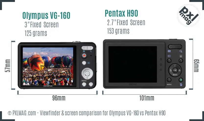 Olympus VG-160 vs Pentax H90 Screen and Viewfinder comparison Olympus VG-160 vs Pentax H90 Screen and Viewfinder comparison