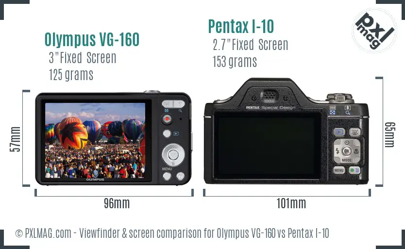 Olympus VG-160 vs Pentax I-10 Screen and Viewfinder comparison