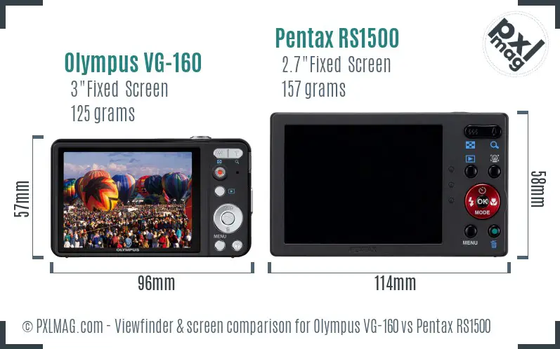 Olympus VG-160 vs Pentax RS1500 Screen and Viewfinder comparison