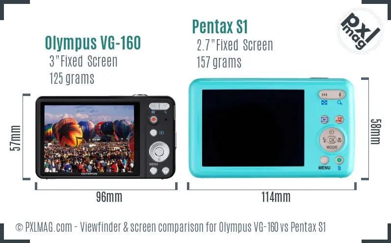 Olympus VG-160 vs Pentax S1 Screen and Viewfinder comparison