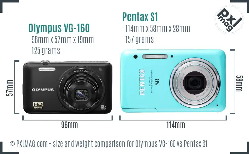 Olympus VG-160 vs Pentax S1 size comparison