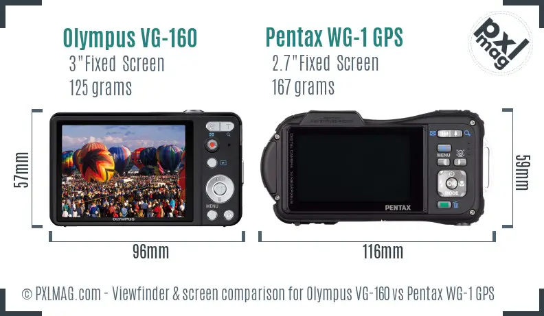 Olympus VG-160 vs Pentax WG-1 GPS Screen and Viewfinder comparison