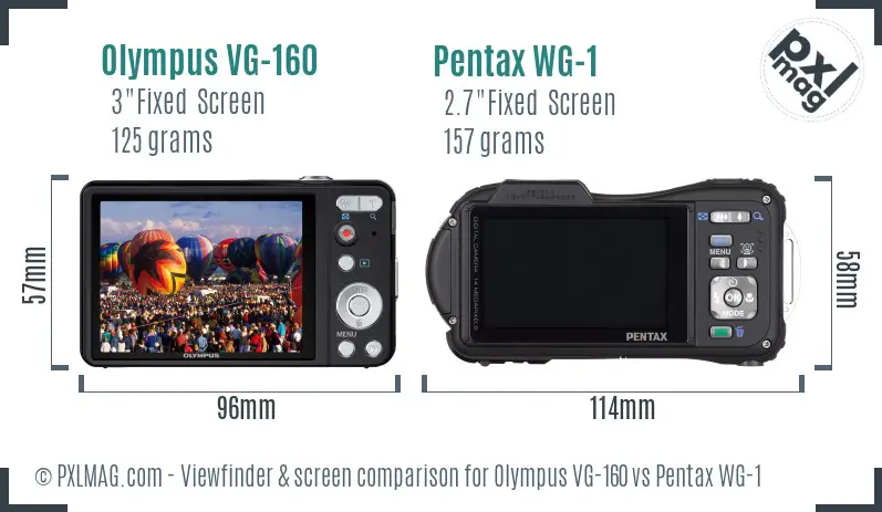 Olympus VG-160 vs Pentax WG-1 Screen and Viewfinder comparison
