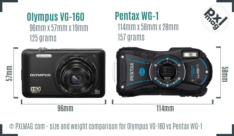 Olympus VG-160 vs Pentax WG-1 size comparison