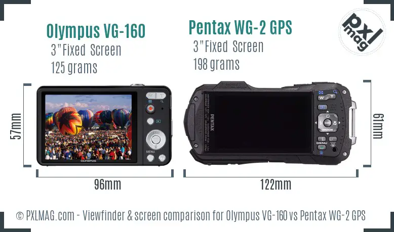 Olympus VG-160 vs Pentax WG-2 GPS Screen and Viewfinder comparison