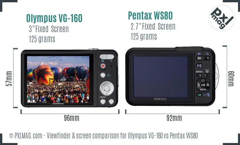 Olympus VG-160 vs Pentax WS80 Screen and Viewfinder comparison