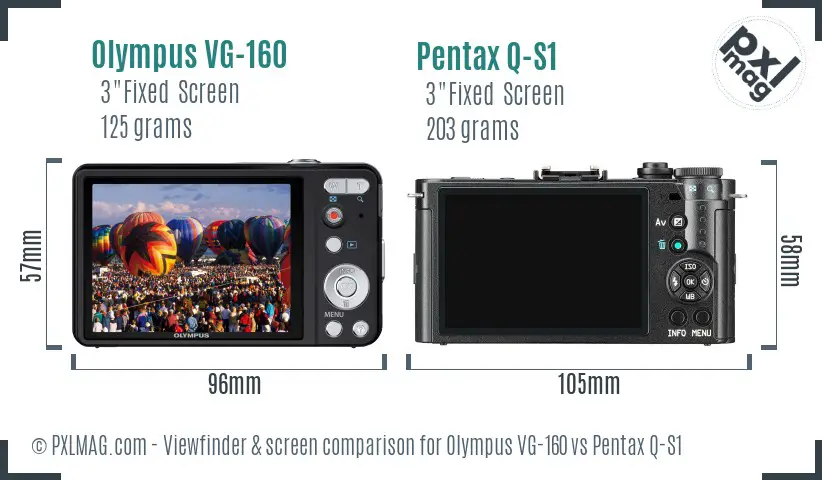 Olympus VG-160 vs Pentax Q-S1 Screen and Viewfinder comparison