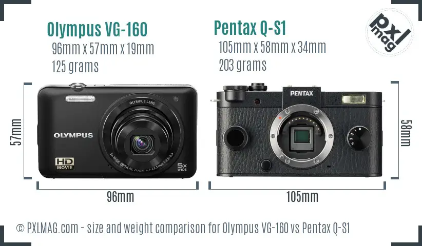 Olympus VG-160 vs Pentax Q-S1 size comparison