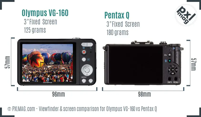 Olympus VG-160 vs Pentax Q Screen and Viewfinder comparison