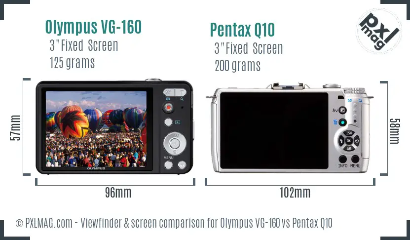 Olympus VG-160 vs Pentax Q10 Screen and Viewfinder comparison