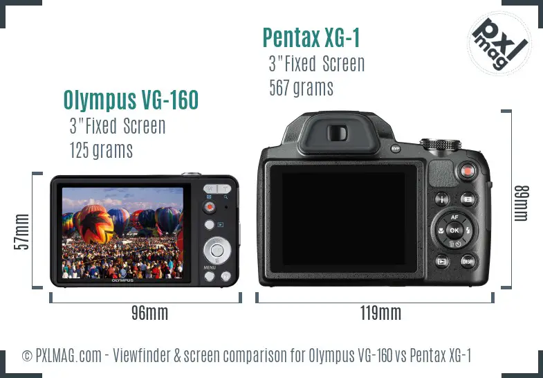 Olympus VG-160 vs Pentax XG-1 Screen and Viewfinder comparison Olympus VG-160 vs Pentax XG-1 Screen and Viewfinder comparison