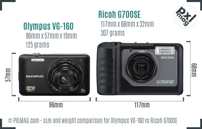 Olympus VG-160 vs Ricoh G700SE size comparison