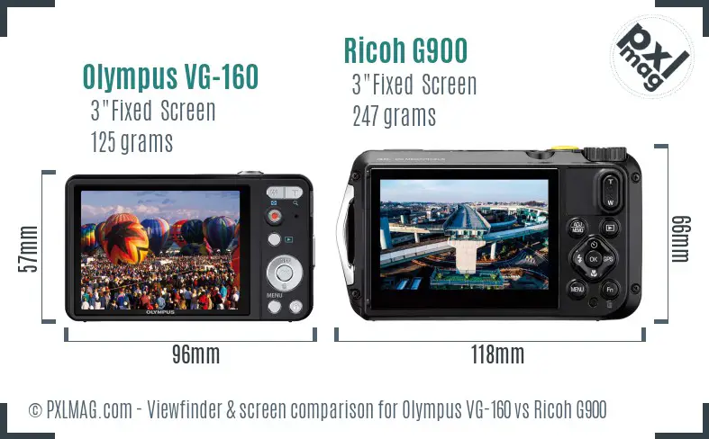 Olympus VG-160 vs Ricoh G900 Screen and Viewfinder comparison