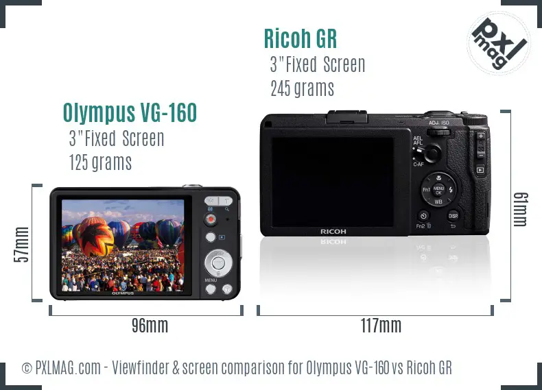 Olympus VG-160 vs Ricoh GR Screen and Viewfinder comparison Olympus VG-160 vs Ricoh GR Screen and Viewfinder comparison