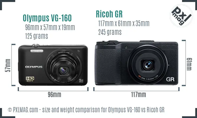 Olympus VG-160 vs Ricoh GR size comparison Olympus VG-160 vs Ricoh GR size comparison