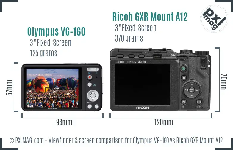Olympus VG-160 vs Ricoh GXR Mount A12 Screen and Viewfinder comparison