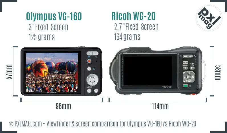 Olympus VG-160 vs Ricoh WG-20 Screen and Viewfinder comparison Olympus VG-160 vs Ricoh WG-20 Screen and Viewfinder comparison
