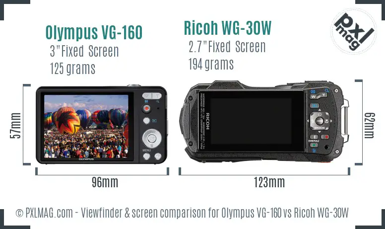 Olympus VG-160 vs Ricoh WG-30W Screen and Viewfinder comparison Olympus VG-160 vs Ricoh WG-30W Screen and Viewfinder comparison