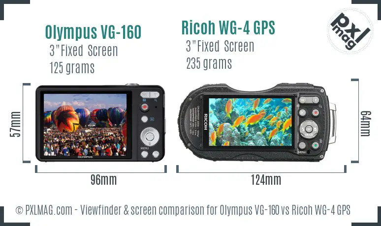 Olympus VG-160 vs Ricoh WG-4 GPS Screen and Viewfinder comparison