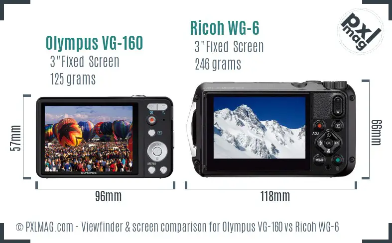 Olympus VG-160 vs Ricoh WG-6 Screen and Viewfinder comparison Olympus VG-160 vs Ricoh WG-6 Screen and Viewfinder comparison