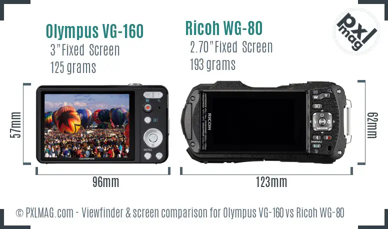 Olympus VG-160 vs Ricoh WG-80 Screen and Viewfinder comparison Olympus VG-160 vs Ricoh WG-80 Screen and Viewfinder comparison