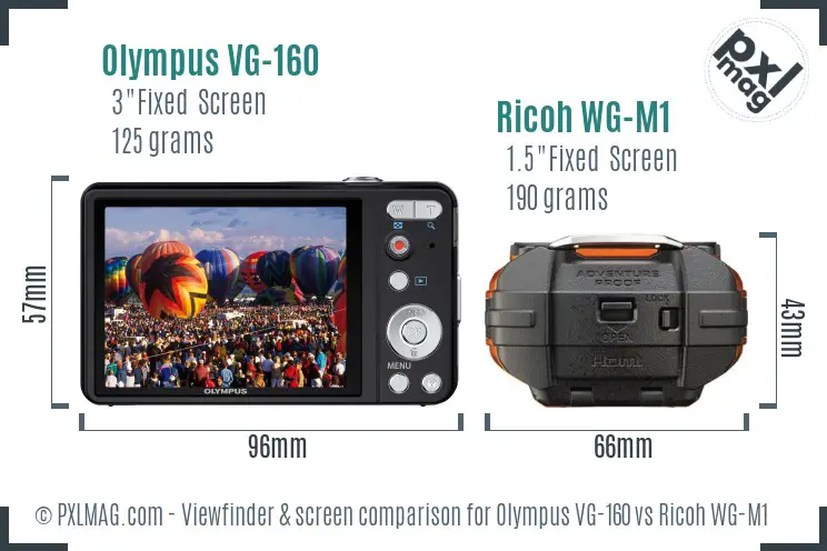 Olympus VG-160 vs Ricoh WG-M1 Screen and Viewfinder comparison Olympus VG-160 vs Ricoh WG-M1 Screen and Viewfinder comparison