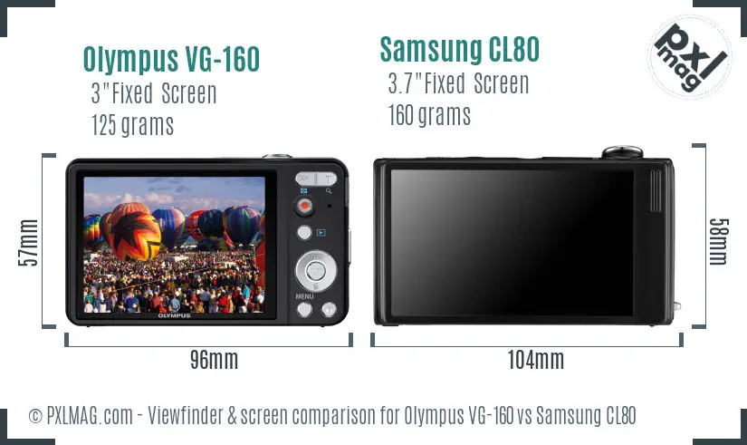 Olympus VG-160 vs Samsung CL80 Screen and Viewfinder comparison