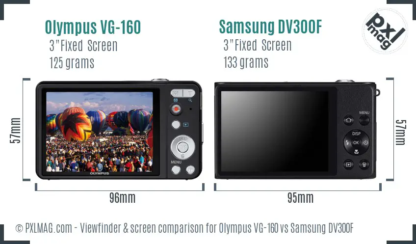 Olympus VG-160 vs Samsung DV300F Screen and Viewfinder comparison