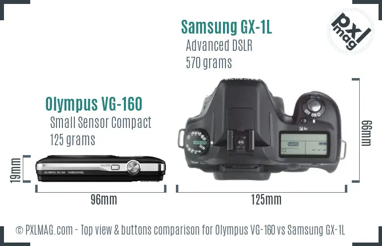 Olympus VG-160 vs Samsung GX-1L top view buttons comparison