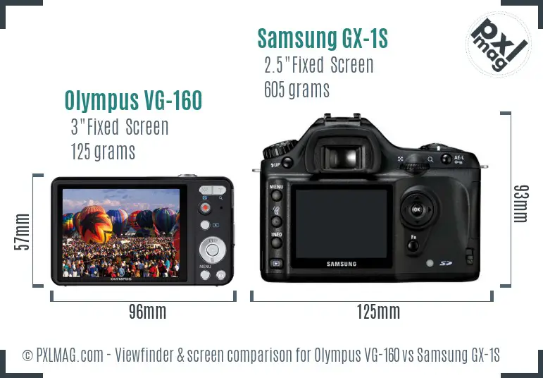 Olympus VG-160 vs Samsung GX-1S Screen and Viewfinder comparison