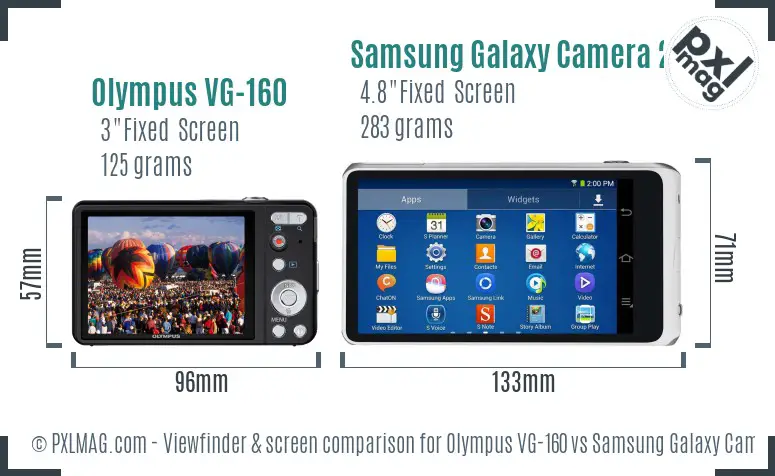 Olympus VG-160 vs Samsung Galaxy Camera 2 Screen and Viewfinder comparison