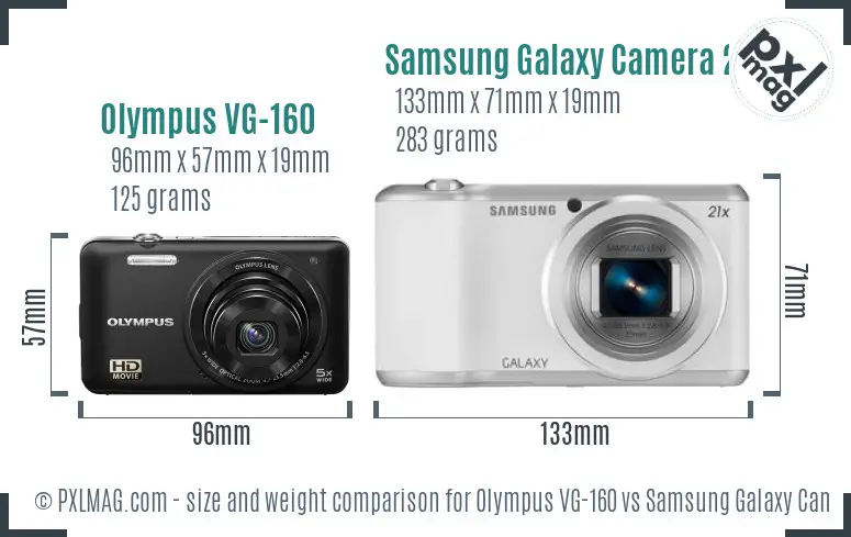 Olympus VG-160 vs Samsung Galaxy Camera 2 size comparison
